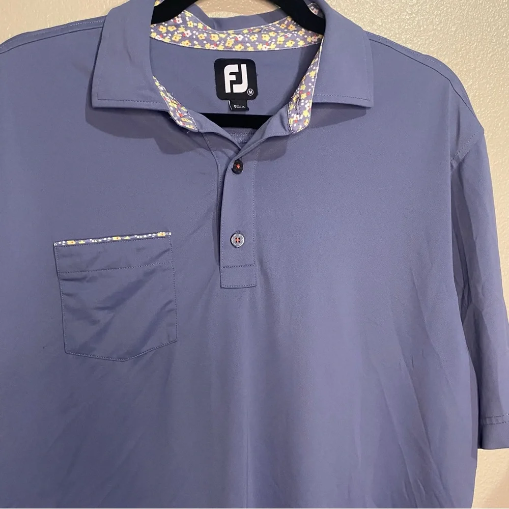 FJ Footjoy Polo Mens‎ Medium Purple Performance Winter Creek Golf Shirt Floral